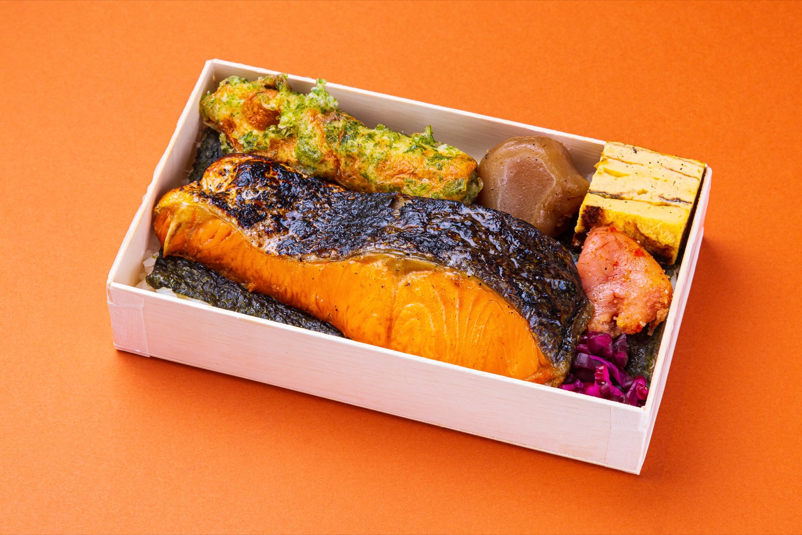 松｜経木折の特大銀鮭弁当